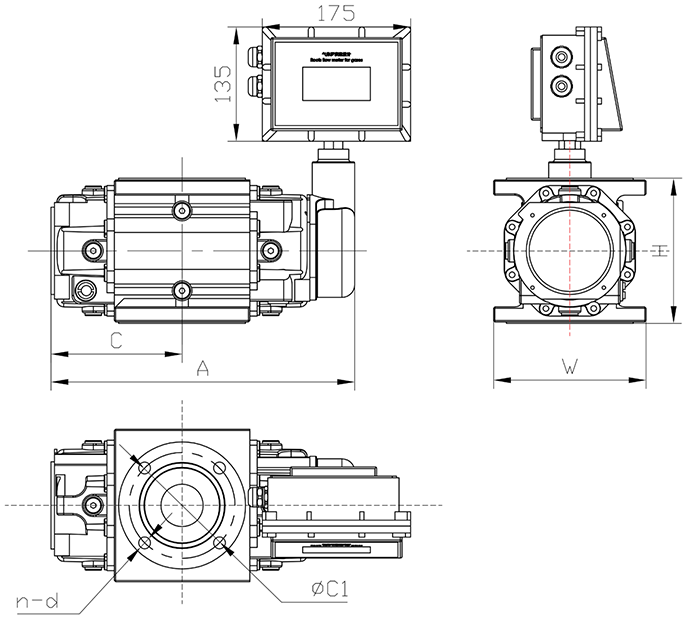 羅茨容積式流量計(jì)外形尺寸圖