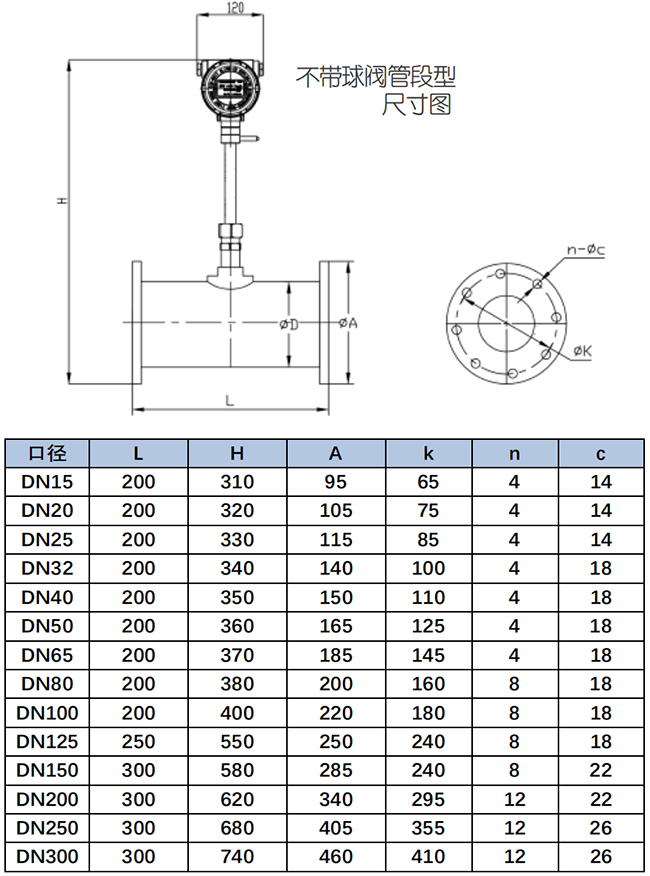 帶卡套球閥氫氣流量計(jì)尺寸圖